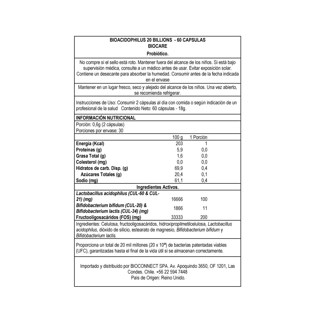 Bioacidophilus 20B - BIOCARE